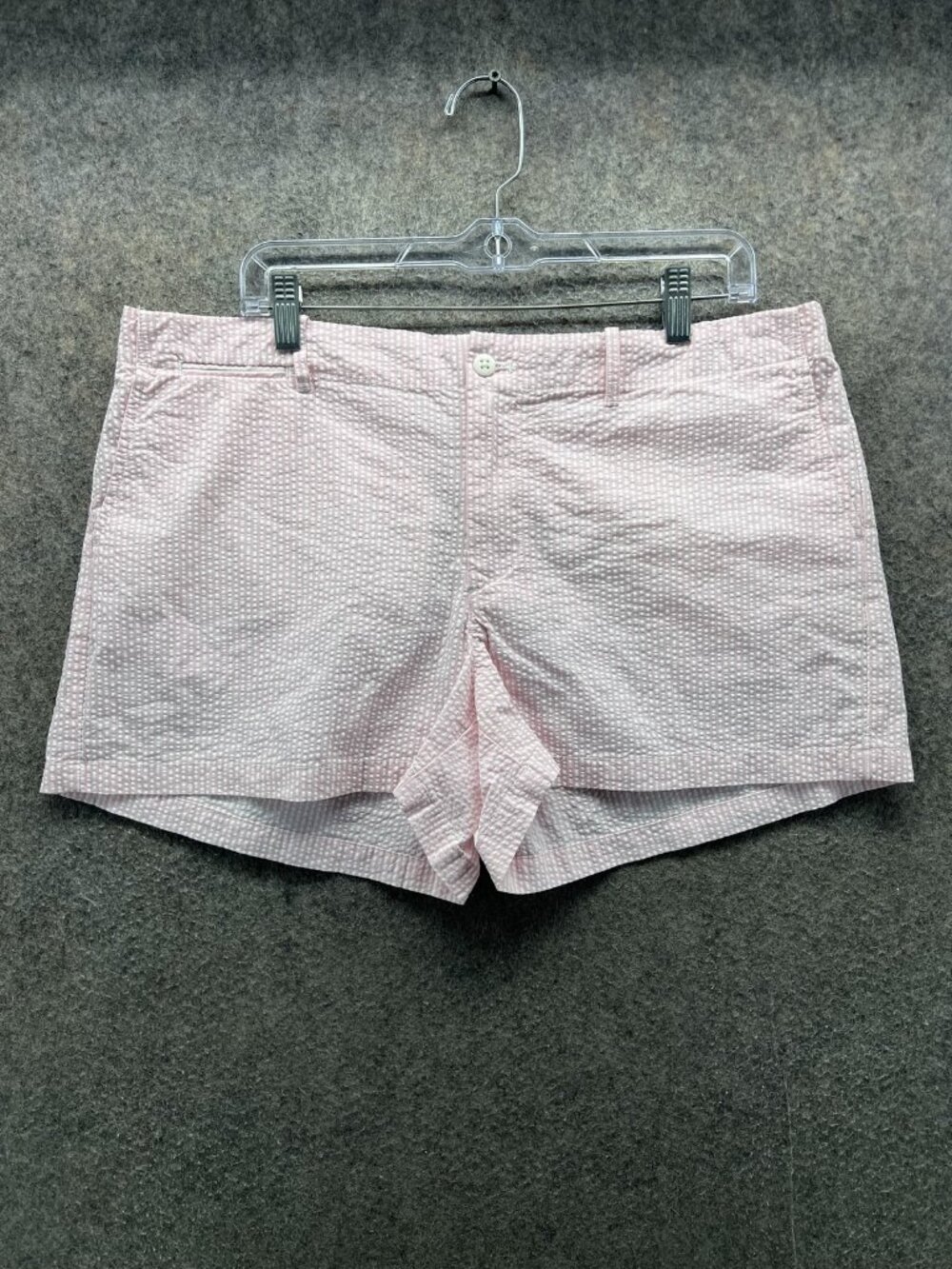 Ralph Lauren Shorts Womens 14 Pink Seersucker Chino Stripe 4 Inseam Casual NEW